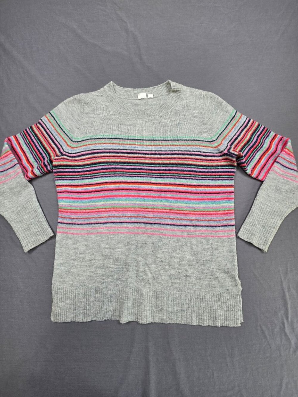 Gap Small Striped Sweater Gray & Multicolor Knit Long Sleeve